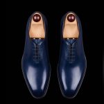 Men’s Navy Blue Leather Wholecut Oxford Shoes - Image 2