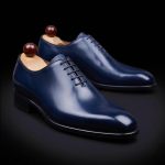 Men’s Navy Blue Leather Wholecut Oxford Shoes - Image 4