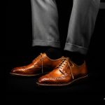 Men’s Burnished Brown Leather Wingtip Derby Shoes