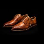 Men’s Burnished Brown Leather Wingtip Derby Shoes - Image 2