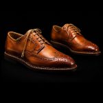 Men’s Burnished Brown Leather Wingtip Derby Shoes - Image 3