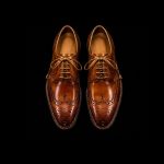 Men’s Burnished Brown Leather Wingtip Derby Shoes - Image 4
