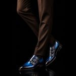 Men’s Blue and Black Leather Triple Monk Strap Shoes