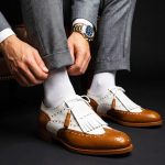 Men’s Brown and White Leather Kiltie Brogue Shoes