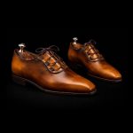 Men’s Burnished Cognac Leather Oxford Shoes - Image 3