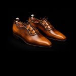 Men’s Burnished Cognac Leather Oxford Shoes - Image 2