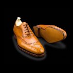 Men’s Tan Leather Wingtip Brogue Oxford Shoes - Image 3