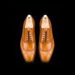 Men’s Tan Leather Wingtip Brogue Oxford Shoes - Image 4