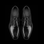 Men’s Black Leather Medallion-Toe Oxford Shoes - Image 3