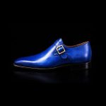 Men’s Royal Blue Leather Single Monk Strap Shoes - Image 4