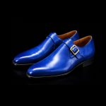 Men’s Royal Blue Leather Single Monk Strap Shoes - Image 3