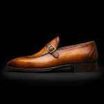 Men’s Cognac Brown Leather Buckle Loafers - Image 2