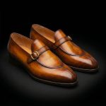 Men’s Cognac Brown Leather Buckle Loafers - Image 3
