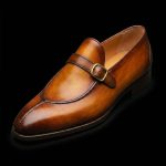 Men’s Cognac Brown Leather Buckle Loafers - Image 4