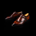 Men’s Antique Brown Leather T-Strap Monk Shoes - Image 4