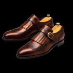 Men’s Dark Brown Leather Kiltie Monk Strap Shoes - Image 4